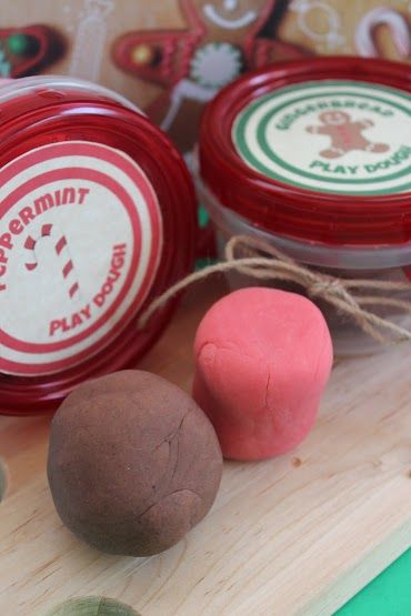 Homemade Peppermint and Gingerbread play dough - fun for kids!
