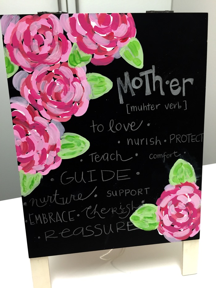 Painted floral chalkboard - Mother's Day
