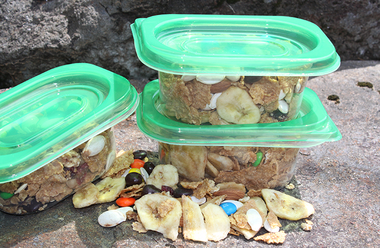 Great Grains Trail Mix stored in containers for hikes
