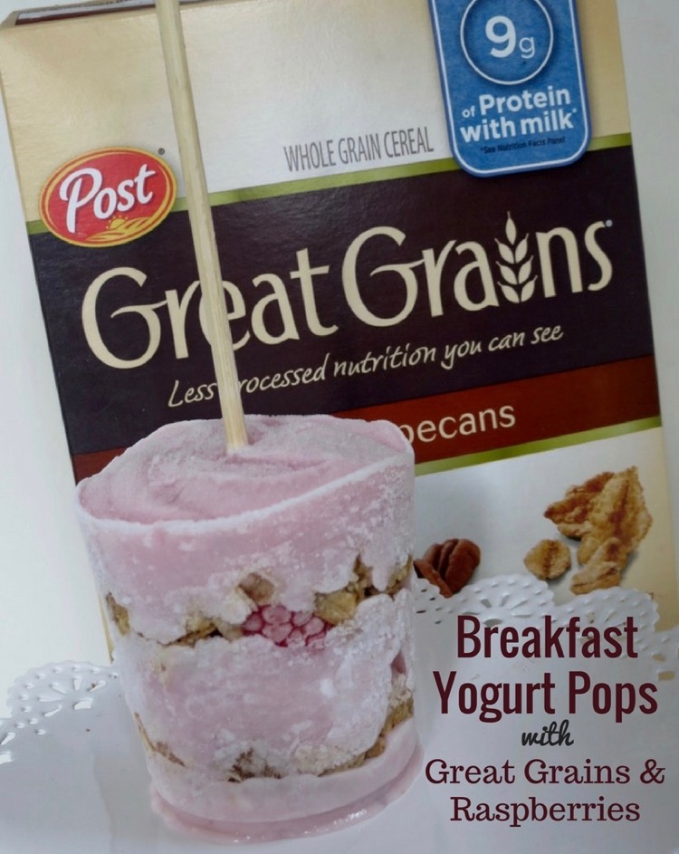 Breakfast Yogurt Pops with Great Grains and Raspberries
