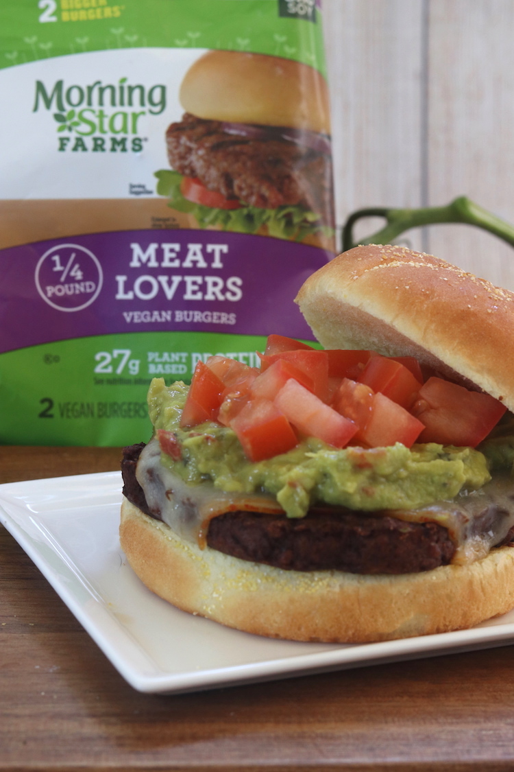 Guacamole Burger with MorningStar Farms Meat Lovers Vegan Burgers